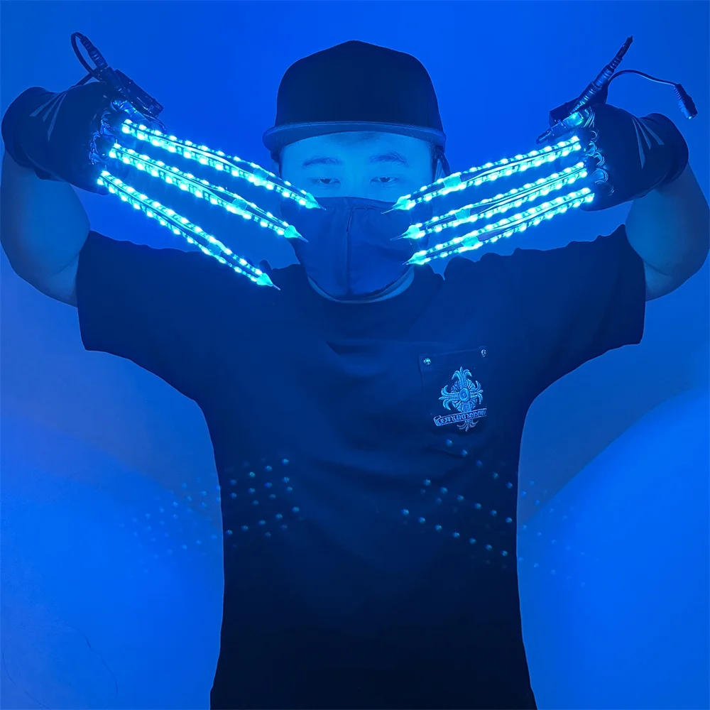 시원한 RGB 원격 LED 울버린 발 장갑, 레이저맨 쇼 안경 재킷, 성능 소품 조명 클로 장갑, 나이트 클럽 바