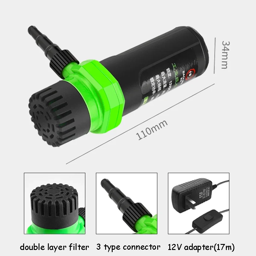 

7/10/15meter DC12V Adapter Micro Self-priming Pump Cutting Machine DIY Submersible Water Pump Max Flow 8L/min