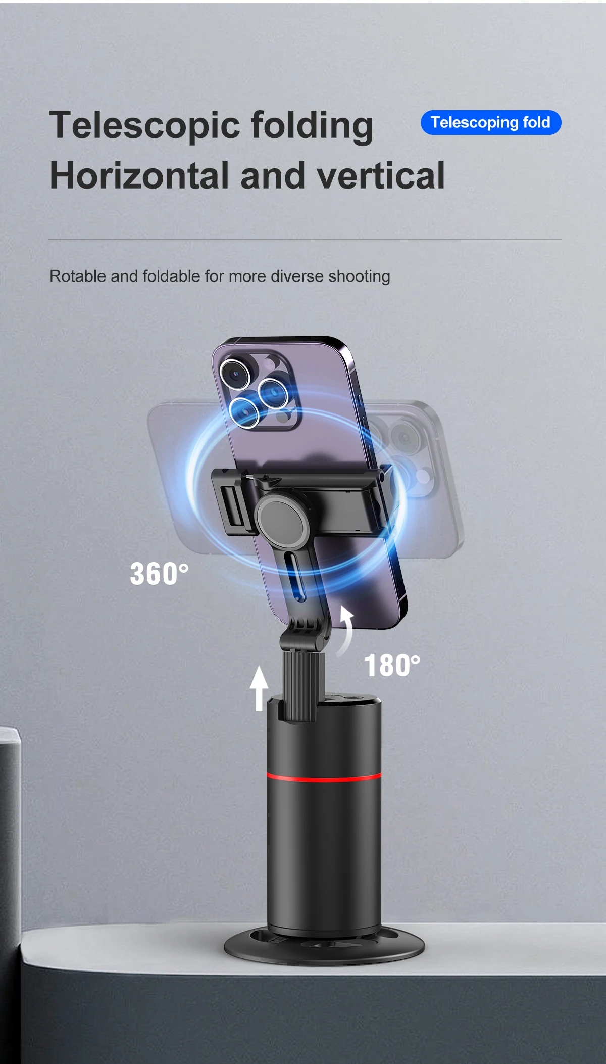 Description Picture 6 of itemW&O P02 Auto Tracking Mobile Phone Gimbal Stabilizer Handheld Selfie Stick Smartphone Shooting Tripod Cell Phone Gesture Control