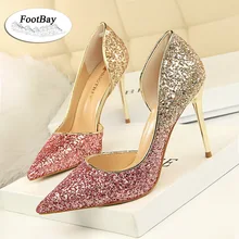 

Brand Bling Women Pumps Shoes Brand High Heels Sequined Cloth Women Heels Pumps 2022