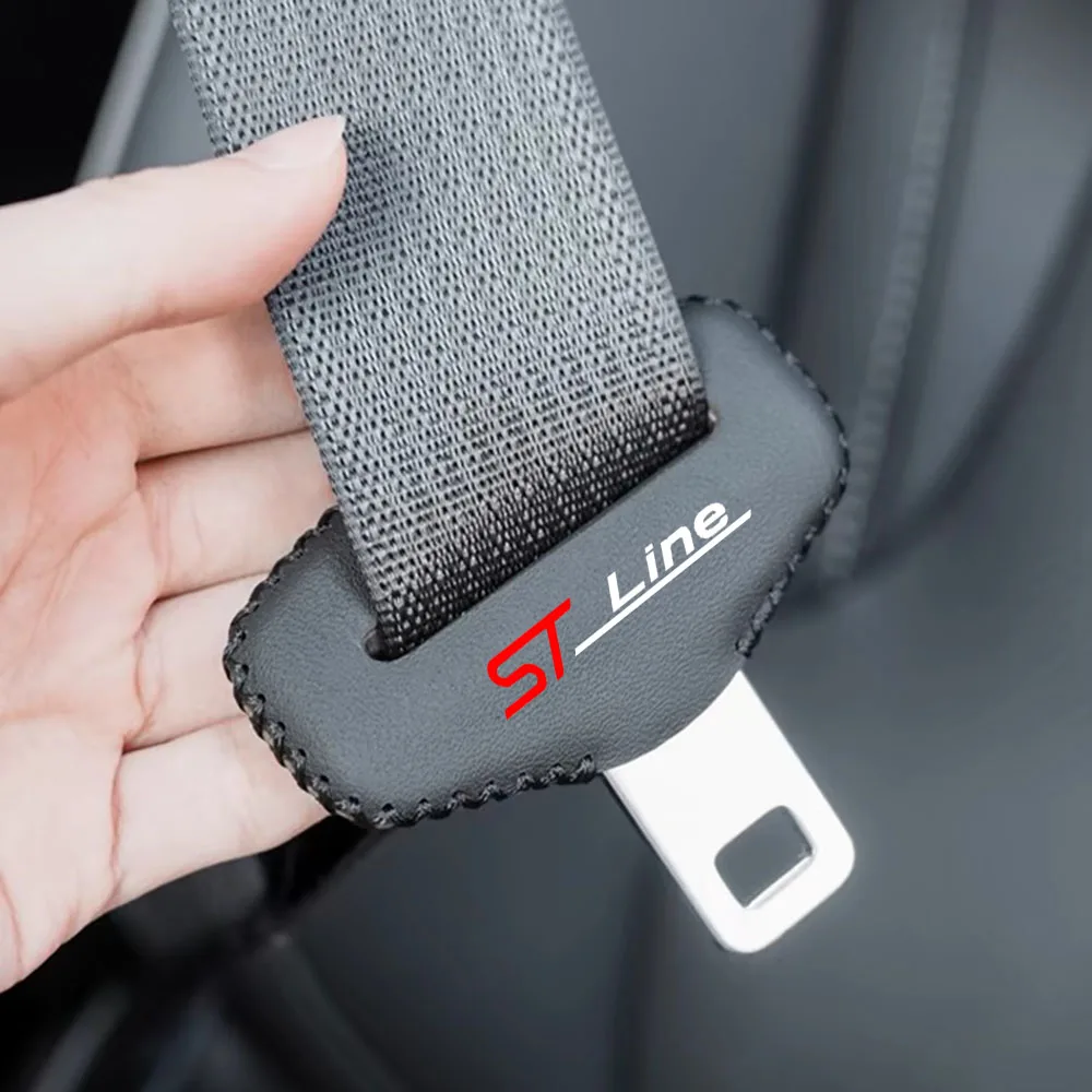 2pcs Car Seat Belt Buckle Plug Leather Clip Protective Cover for ford st line