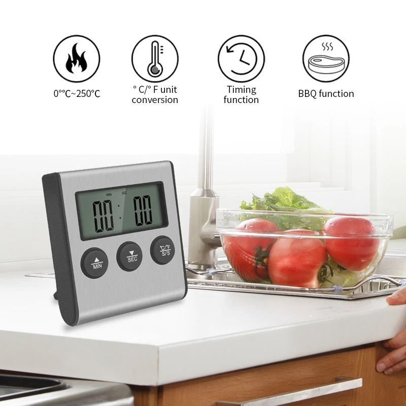 Kitchen Digital Cooking Thermometer Meat Food Temperature For Oven BBQ Grill Timer Function with Probe Heat Meter for Cooking digital thermometer food thermometer bbq thermometer