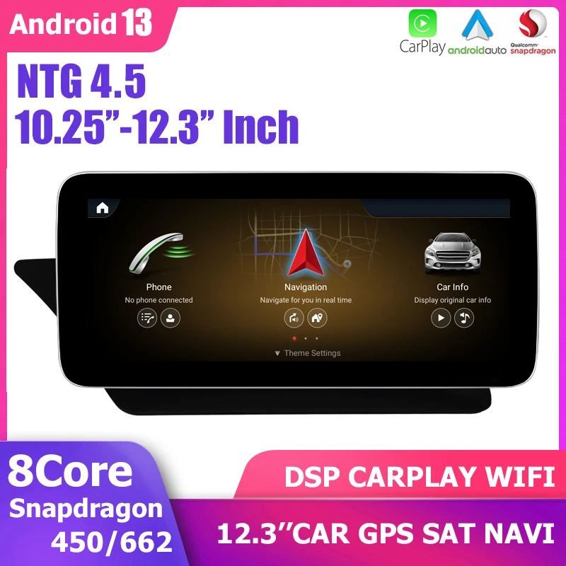 

LHD 12,3 "/10,25" Android 13 Carplay GPS плеер DSP для Mercedes Benz E-Class C207 2013 2014 NTG 4,5 Snapdragon BT WIFI 4G
