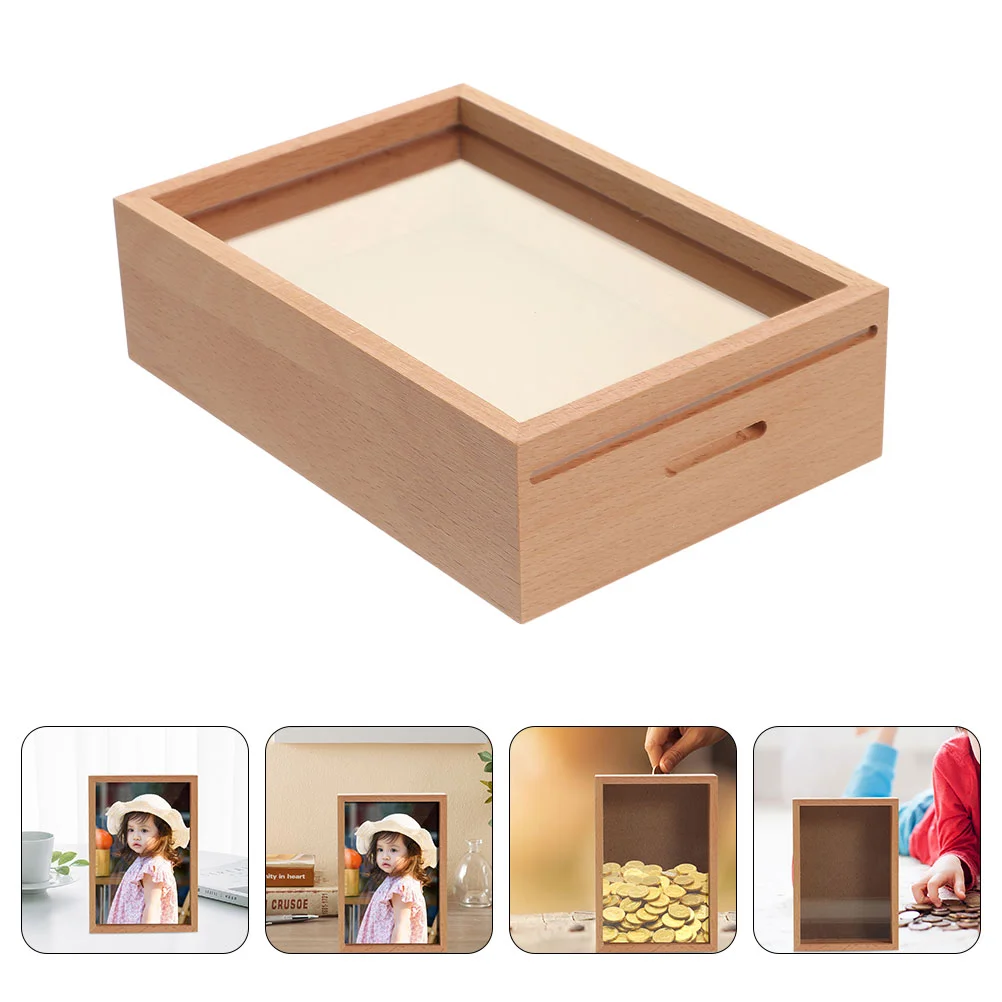 Piggy Bank DIY Coin Bill Acrylic Kids Photo Frames Girl Aesthetic for Adults Wood Money Child 4