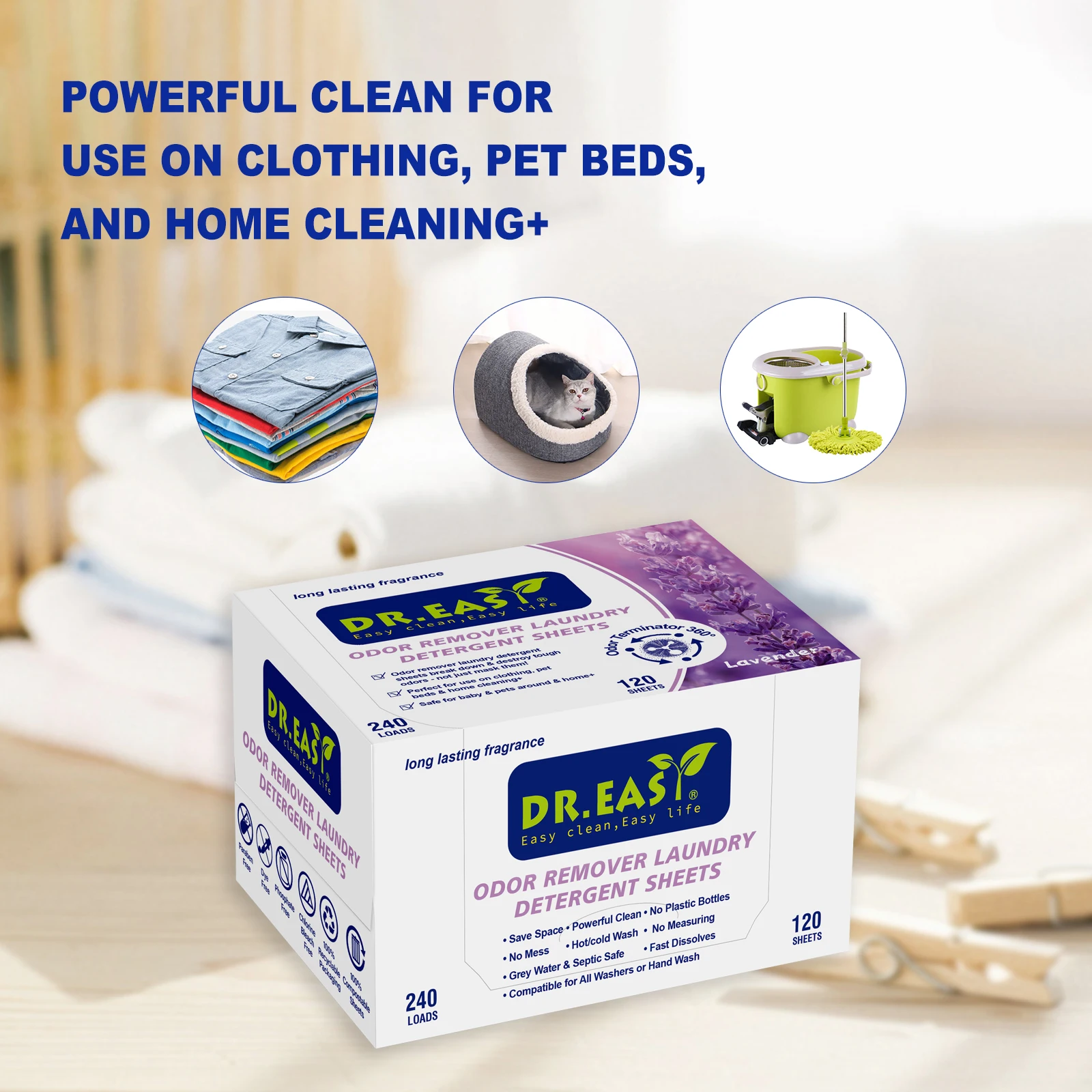 120Pcs DR. EASY-Laundry Detergent Sheets Clothes Sheets Anti-String Mixing Color Absorption Washing Household Accessories