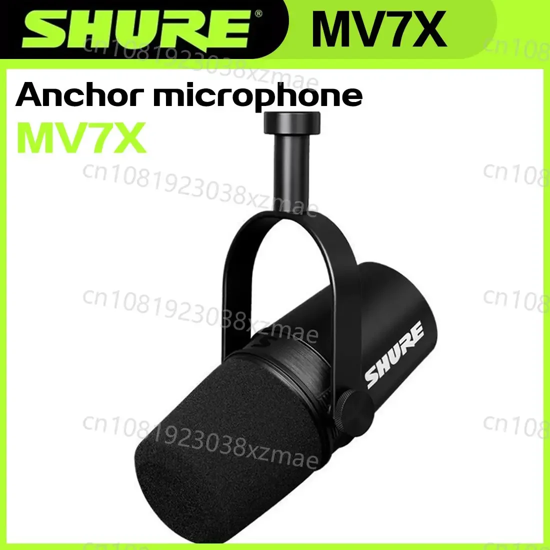 Shure MV7X XLR Podcast Broadcast Microphone Dynamic Cardioid Optimized Frequency Mic for Podcasting & Vocal Recording All Metal