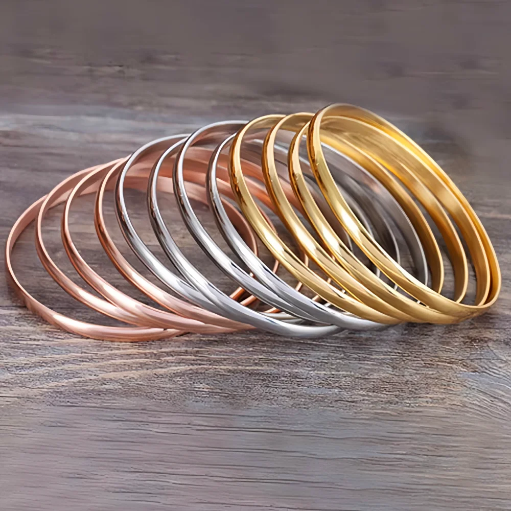 7/9/12Pcs Set Fashion Stainless Steel Bangle Set Arrival Plated 8.5inch Length Inner Diameter 68mm For Jewelry Making Parts 3