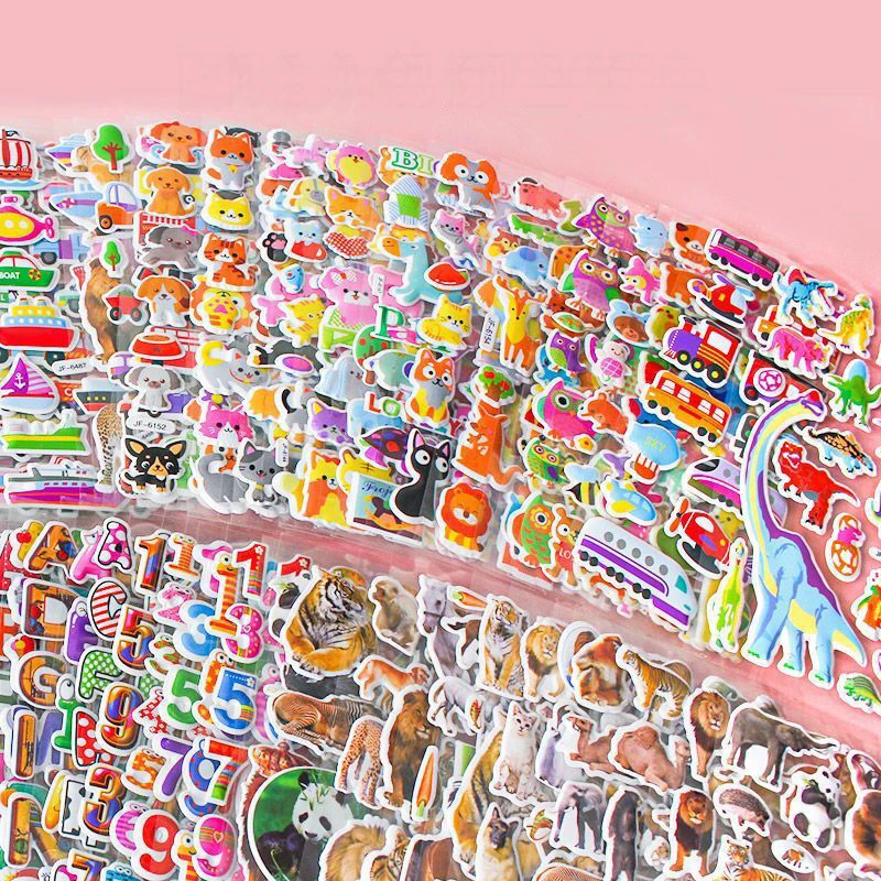 Kids Stickers Different Sheets 3D Puffy Bulk Stickers for Girl Boy Birthday Gift Scrapbooking Teachers Animals Cartoon 10Pcs cartoon stickers