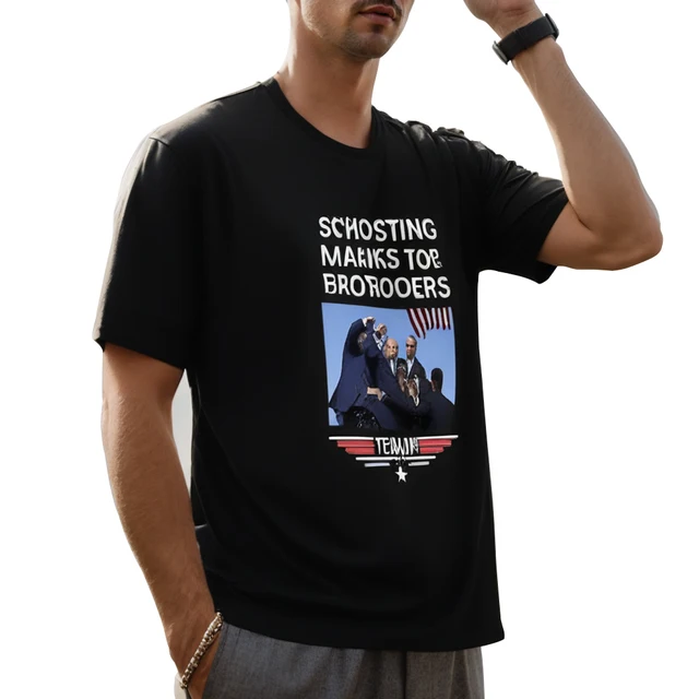 Trump America T-Shirt USA Freedom Short Sleeve Print T-Shirt Novelty Graphic Trump Shot Fight T Shirt Men Women Streetwear 4