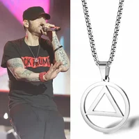 Fashion Eminem Triangle Men Pendant Necklace Hip hop Rock Street Culture Silver Color Chain Link   Man Jewelry 2