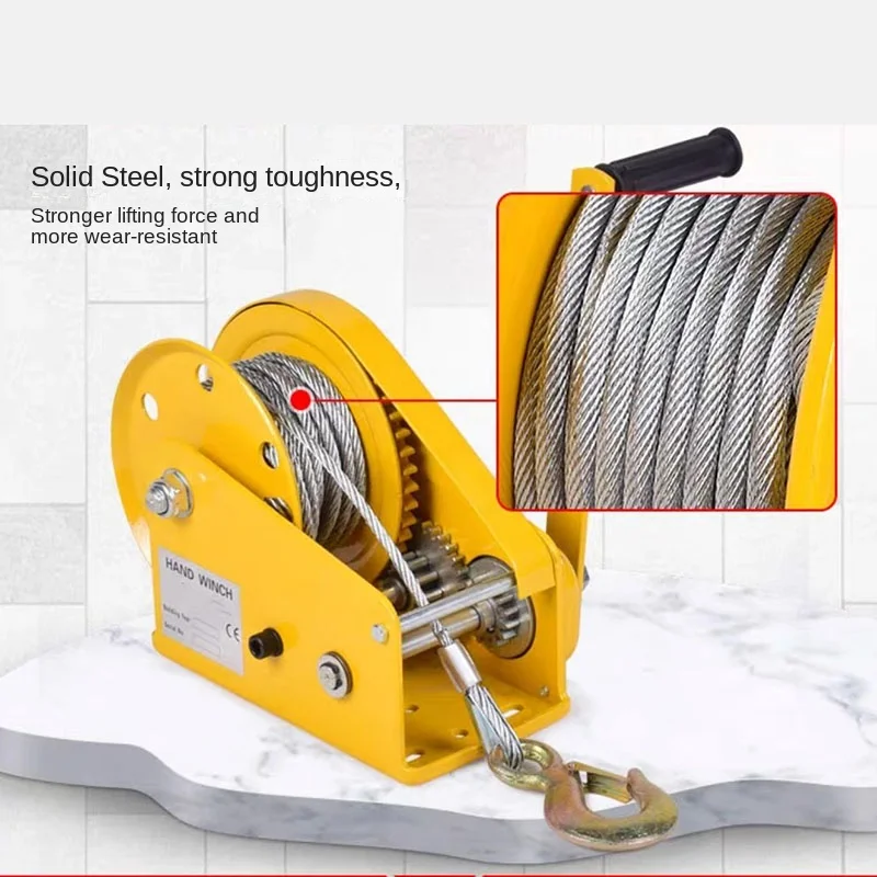 Low price 1200LB two-way self-locking small manual winch with automatic brake manual winch tractor portable