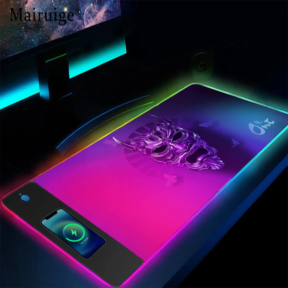 Mairige-samurai Hannya Gaming Mouse Pad pc Mouse Mat Gadgets Japoneses Cool Acessórios de Escritório para Homens xl Carregamento sem Fio