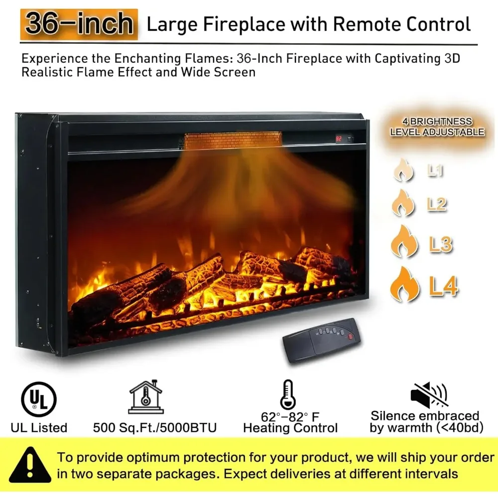 Farmhouse Fireplace TV Stand with 36" Electric Fireplace for 80 Inch TVs, 31" Tall Entertainment Center w/Drawer 3