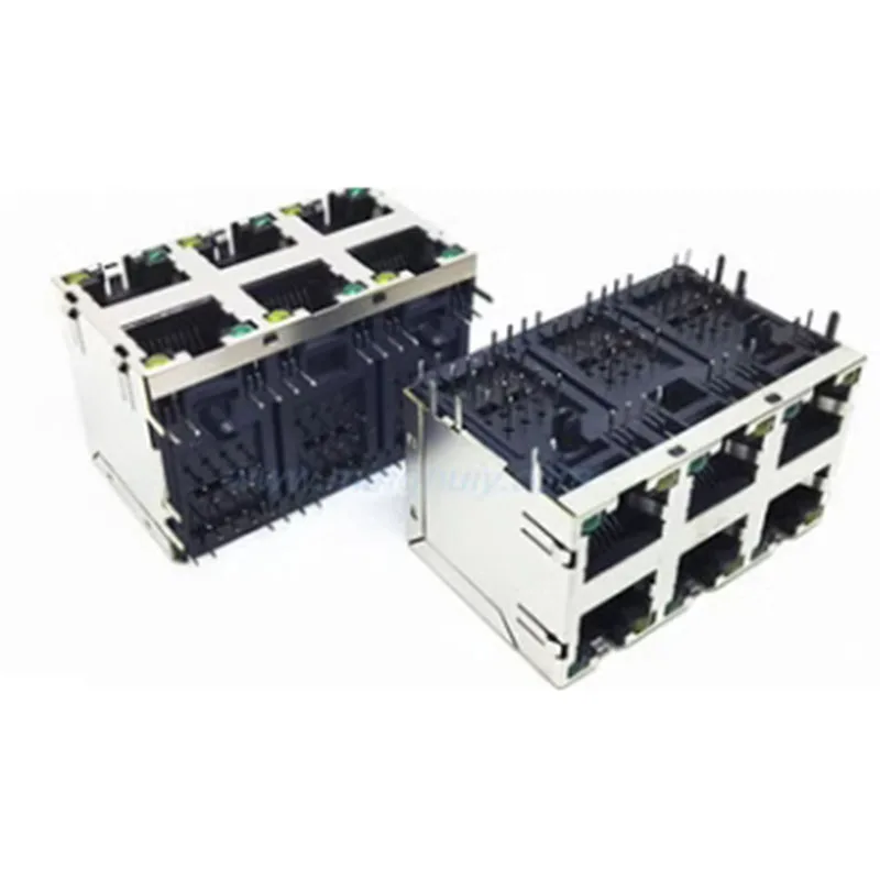 RJ45 소켓 2*3 이중층 6포트(라이트 테이프 카트리지 포함) 56-8P8C 네트워크 인터페이스 커넥터 네트워크 포트 RJ45