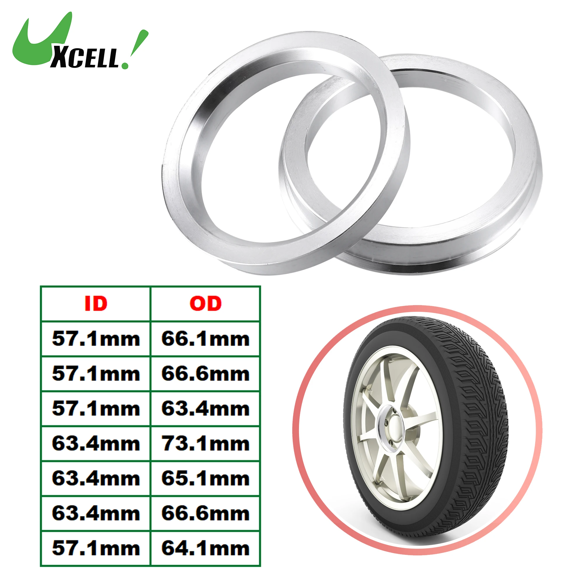 

UXCELL 2pcs 57.1mm to 66.1mm 66.6mm 63.4mm to 65.1mm 73.1mm Car Hub Centric Rings Wheel Bore Center Spacer Aluminum Alloy