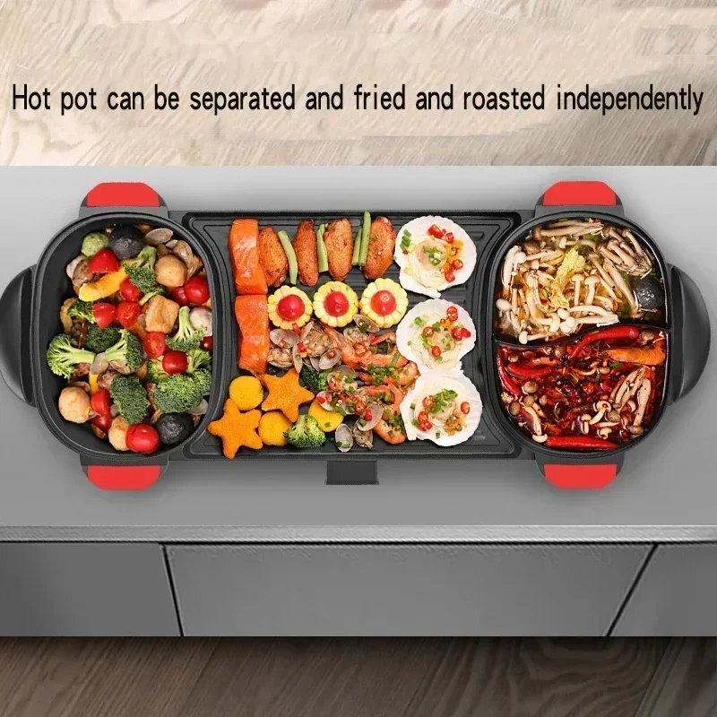 barbecue oven household electric baking pan non stick barbecue machine multi-functional rinse and roast hot pot 6-10 people 4