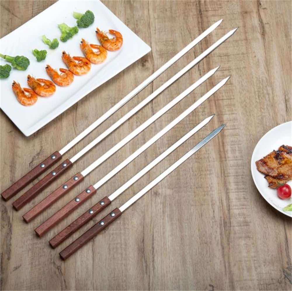 10pcs Professional 15.7inch 20inch Stainless Steel Barbeque Skewers for Kabobs