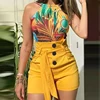 Y2K Solid Button Front Shorts Tie Waist Beach Summer High Waist Shorts Women's Clothing 1