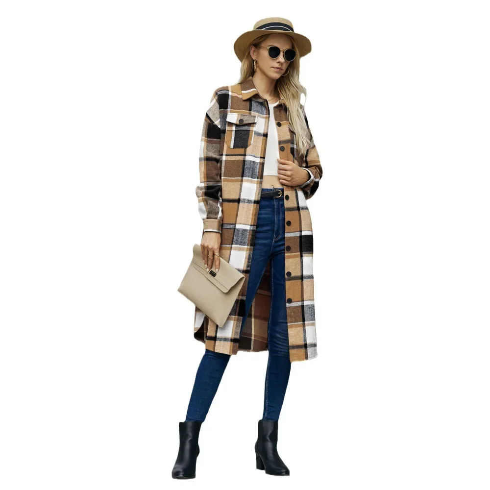 Large Women's Wear Women's Mid Length Windbreaker Jacket Single Breasted European American Retro Coat Women Long Coat Women