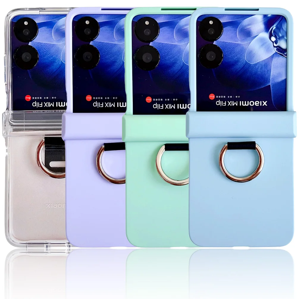 Candy Color Finger Ring Phone Case - Skin-friendly, Slim, Hard Cover with Camera Protection