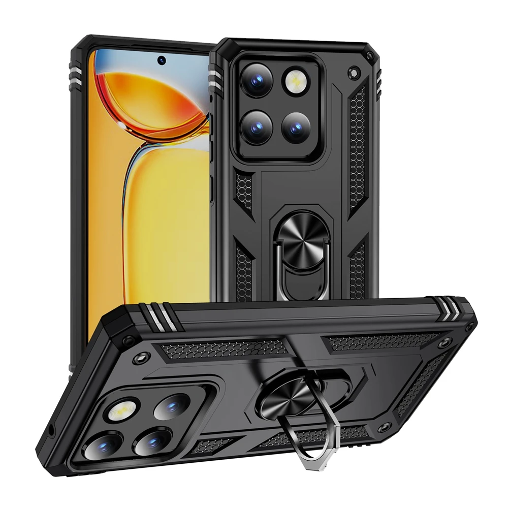 Durable Armor Phone Case with 360° Metal Ring Holder Cover
