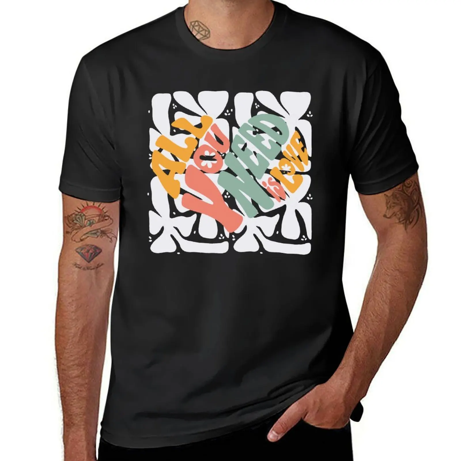 

All You Need Is Love Colorful Design T-Shirt customs kawaii clothes vintage clothes hippie clothes sweat shirts, men