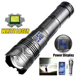 LED Laser Flashlight T6 Strong Light Flashlight Bright Type-C Can Charge 24000mAh/11200mAh Torch Light 100W Zoom Flashlight