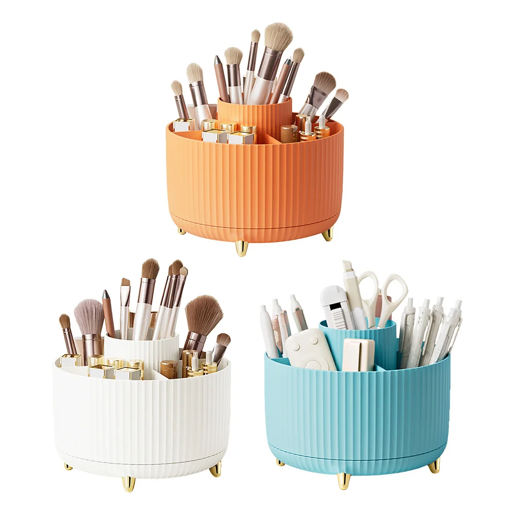 Makeup Brush Holder Organizer 360° Rotating Countertop Makeup Brush Organizer 5 Slot Makeup Organization and Skincare Storage 6