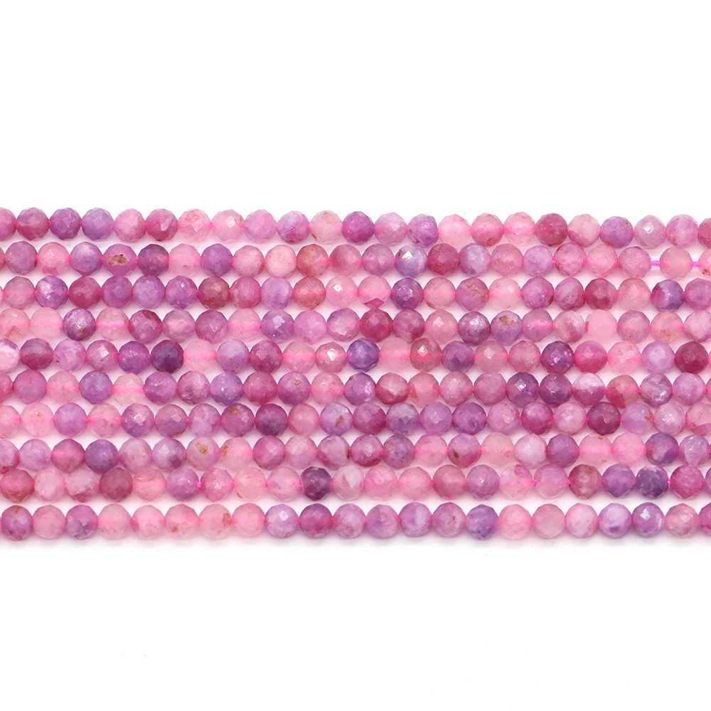 2mm 3mm 4mm 자연면 처리 된 핑크 전기석 스톤 비즈 보석에 대 한 작은 느슨한 구슬 DIY 팔찌 귀걸이 액세서리 만들기