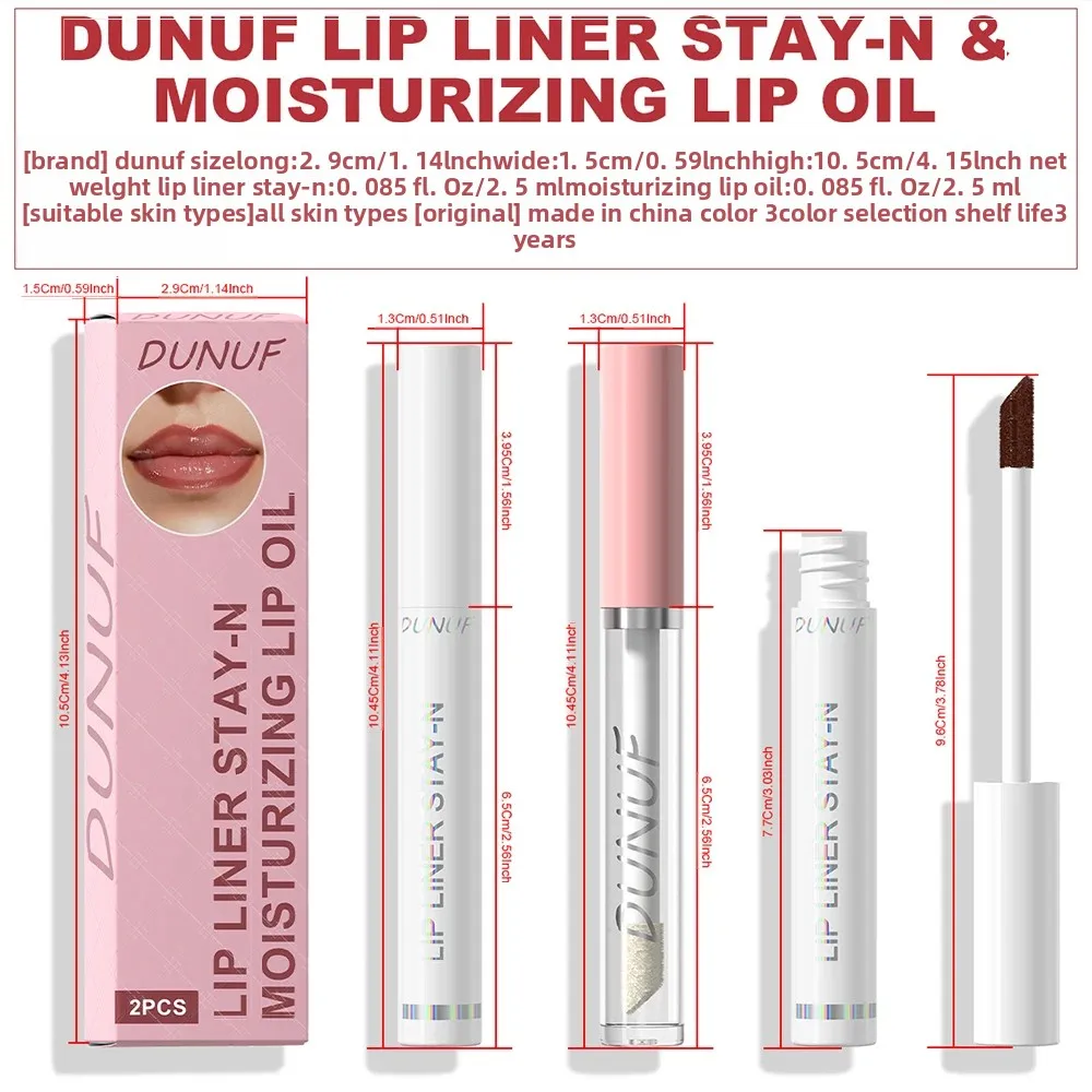 2pcs Long Lasting Peel Off Lip Liner Set With Moisturizing Non Stick Lip Oil Waterproof Stay Nourishing Liquid Care_voghion.com