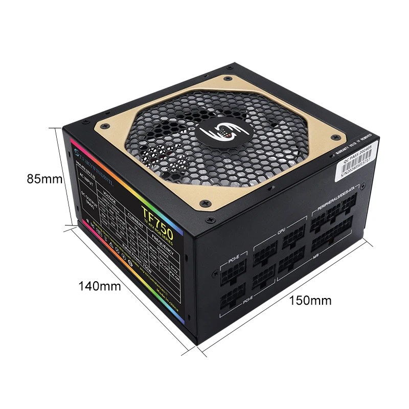 750W ATX RGB 완전 모듈형 게임용 PSU 데스크탑용 20+4핀 마더보드 전원이 포함된 전체 전압 110-240V 컴퓨터 전원 공급 장치