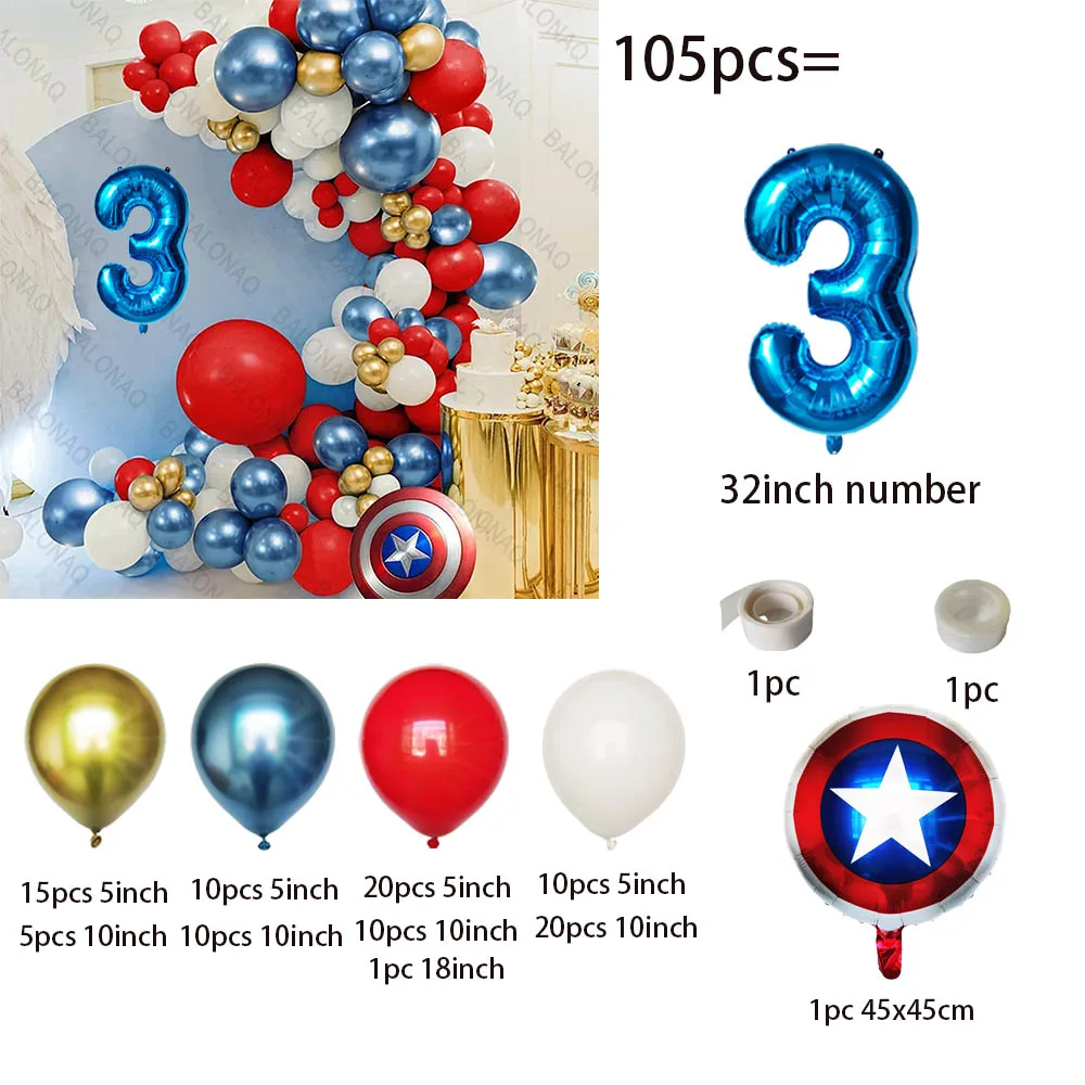 1Set Captain America Balloons Shield Kids Birthday Party Decoration Baby Shower The Avengers Inflatable Toys Air Globos