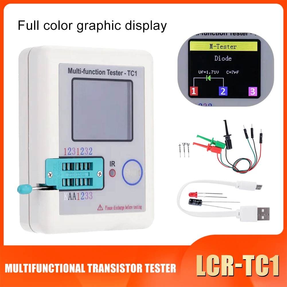 Lcr-Tc1 1.8 "Tft Lcd Display Multi-Meter Transistor Tester Diodo Triodo Condensatore Resistore Tester Cod Pnp Esr Mosfet Lcr Npn