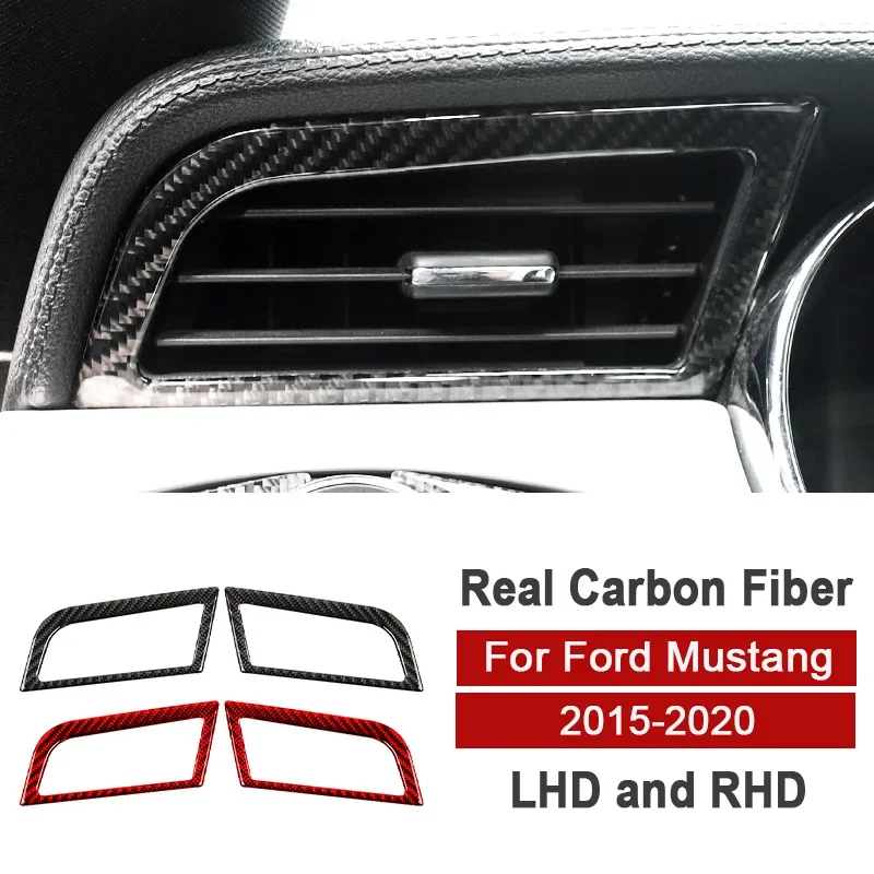

Auto Carbon Fiber Accesorios 2pcs For Ford Mustang 2015-2020 Car Air Outlet Conditioner Decorative Frame Cover Trim Stickers