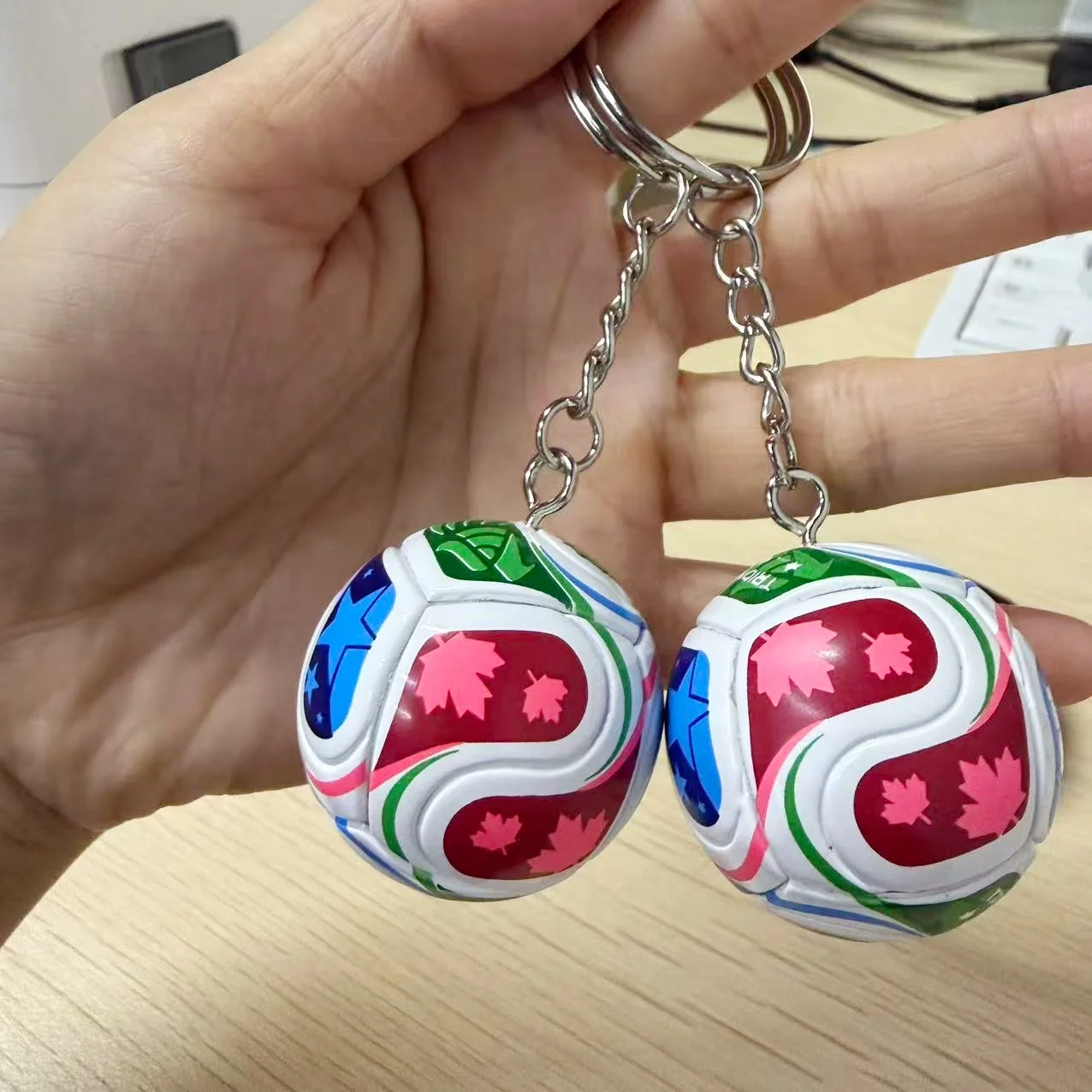 1PC PU Leather 3D Football Souvenir Key Chain Men Women Soccer Fans Keychain Bag Pendant KeyRing Boyfriend Gift Accessories 2026