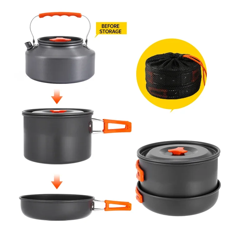 Portable Aluminum Camping Cookware Set – Outdoor Kitchenware & Picnic Essentials