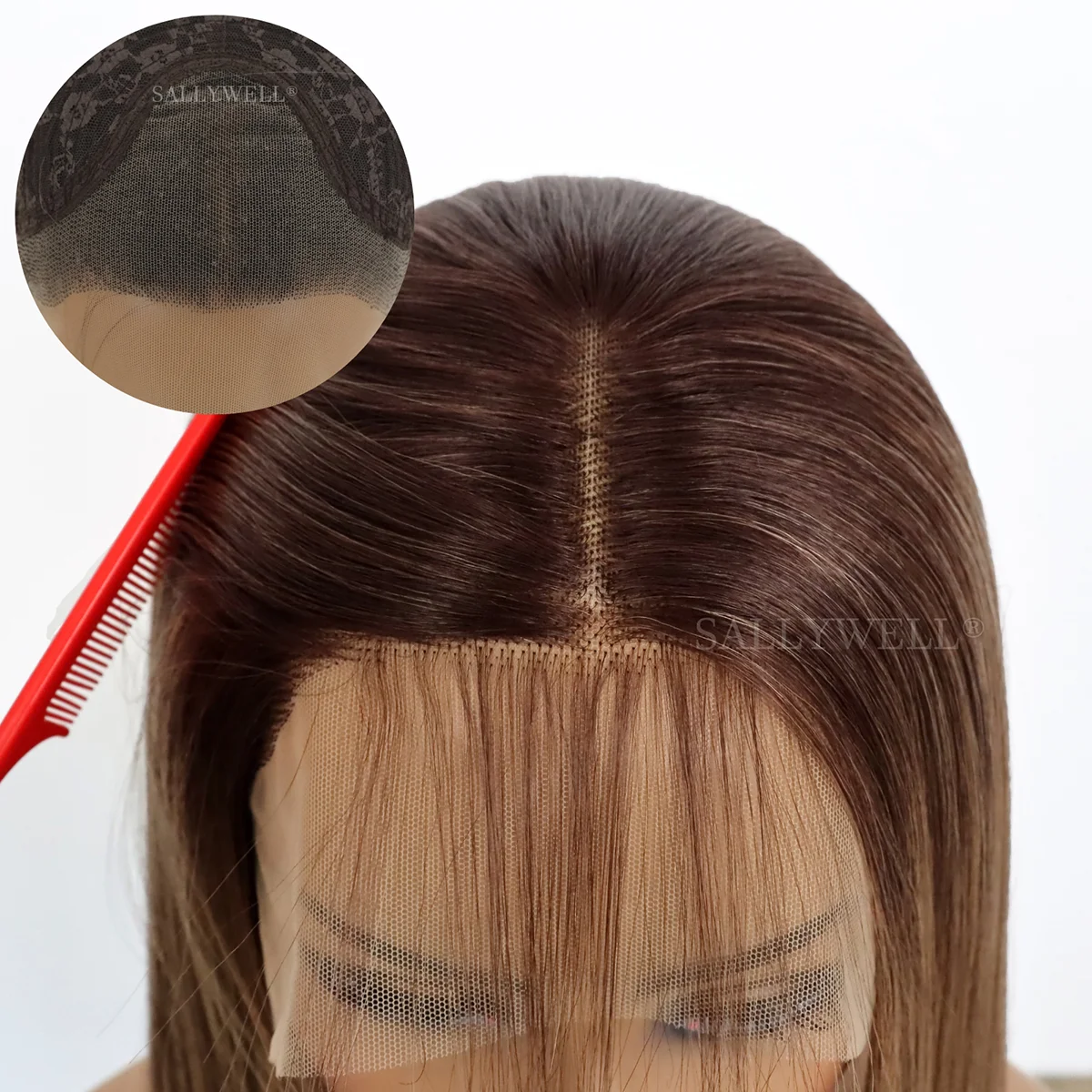 Ombre Brown Blonde 13x4 Lace Front Synthetic Wig Glueless Long Straight 3 Tone Colored Lace Front Wig for Women Heat Resistant