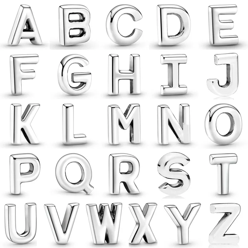 

Оригинальный оригинальный алфавит, буква A-Z маленькая, Мерцающая бусина, подходящая для женской серебряной подвески, популярная Мерцающая бусина
