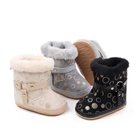Baby Winter Boots Dot Print Thick Warm Soft Sole Anti-Skid Fuzzy Shoes for Infant Boys Girls 1