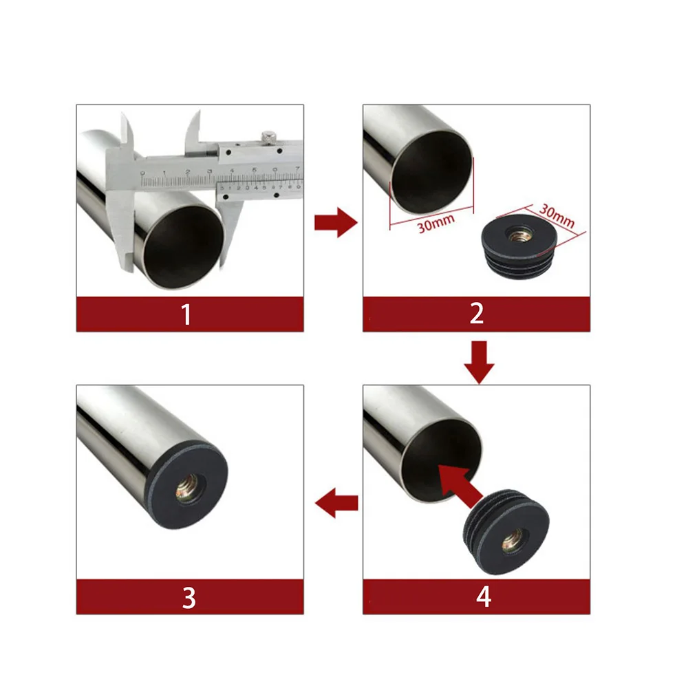 Plastic Pipe Plugs 4pcs Round Pipe Tube Blanking End Caps M6 M8 Hole Plug Nut Foot Pad Balance Adjustable Wheel Accessories
