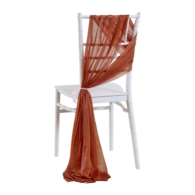 

24pcs 17X250cm Chiffon chair sashes for Wedding Party Ceremony Church with Chair Aisle Luxury decoration soft Chair Daily use