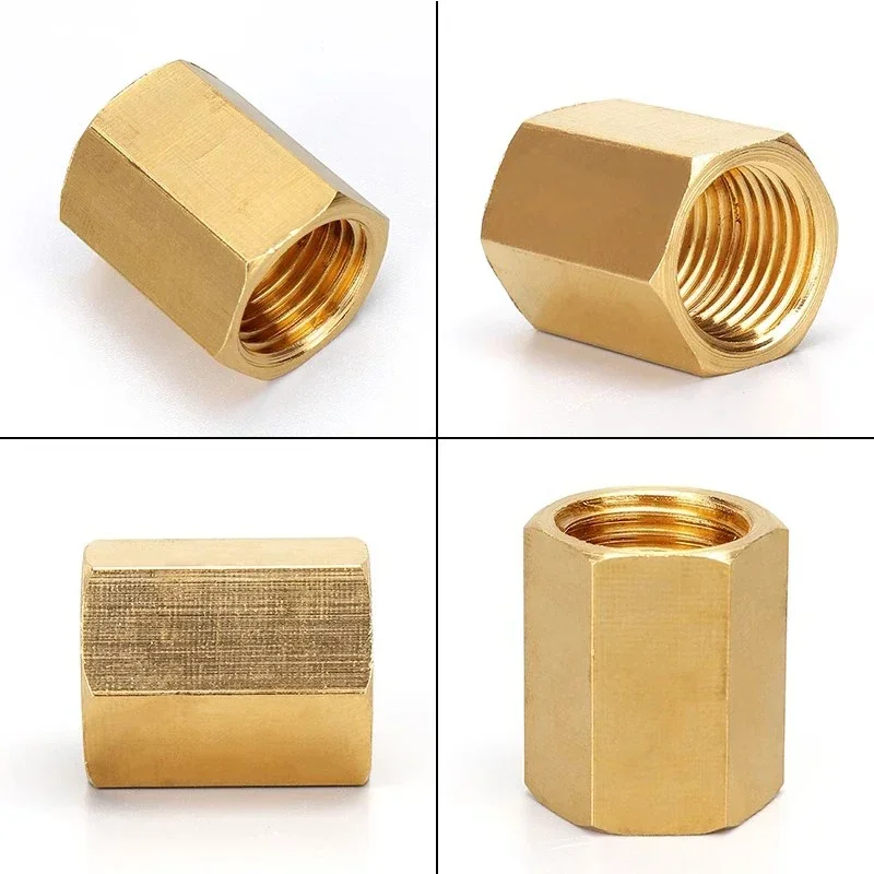 Brass Female to Female Threaded Hex Bushing Pipe Connectors - Reliable Coupler Adapter Fitting - 1/8