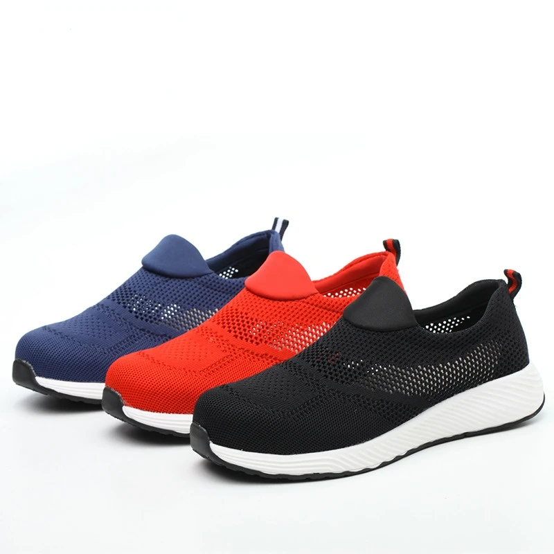 

Summer Work Out Shoes for Men Lightweight Breathable Mesh Upper Anti-Smashing Shoes Steel Toe Puncture-Proof Kevlar Mid-Sole
