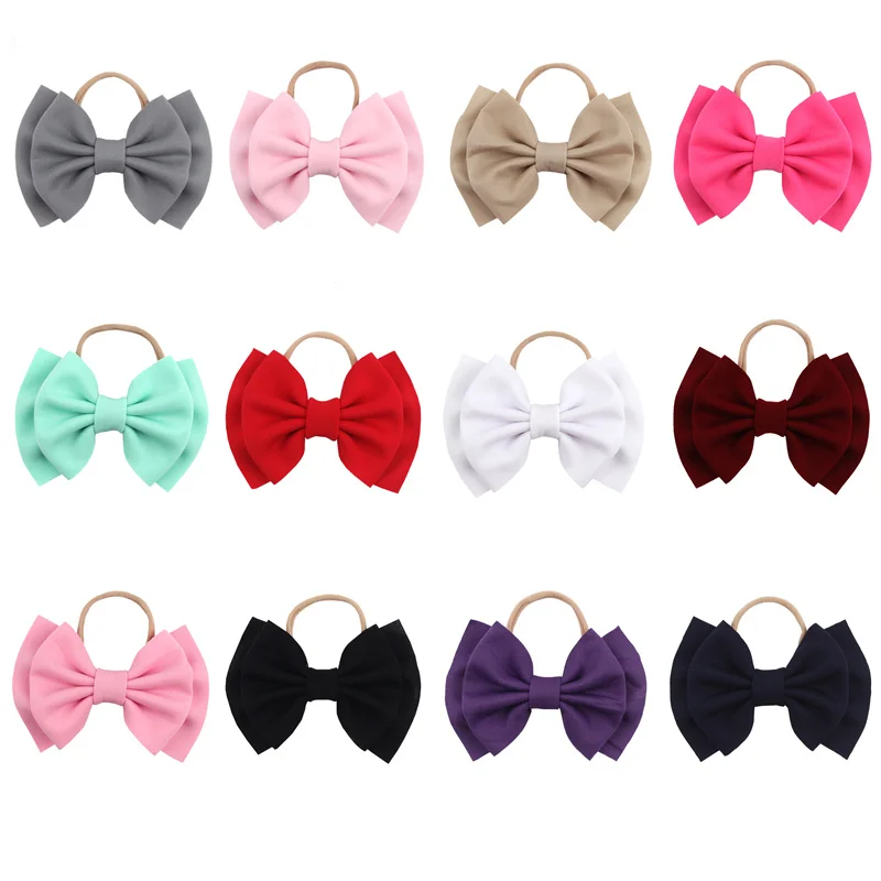 10Pcs/Lot 6'' Double Layer Puff Hair Bows Nylon Headband Girls Elastic Nylon Headbands Big Puff Bow Hair Band Hair Accessories lot 10pcs msc 20d multi function universal nylon pouch bag holster carry case for baofeng uv 5r bf 888s motorola walkie talkie