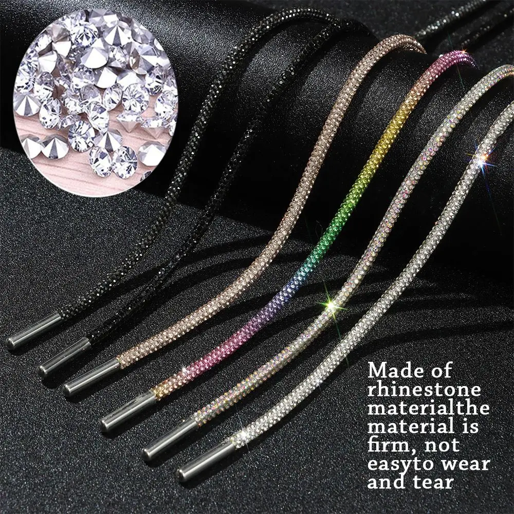 1PC Luxury Rhinestone Shoelaces Rainbow Diamond Shoe laces Sneakers Laces  Shoes Round Shoelace 100/120/140/160CM 1Pc DIY Strings