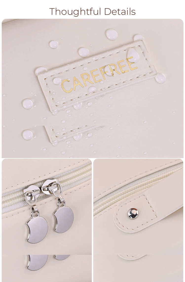 PU Leather Waterproof Cosmetic Bag with Compartments – Large Capacity Makeup Organizer ... - SKU CSB16889 - UGI Packaging