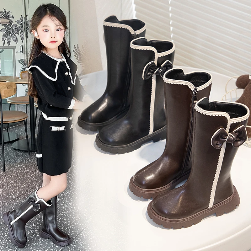 Girls Leather Boots with Soft Sole for Autumn