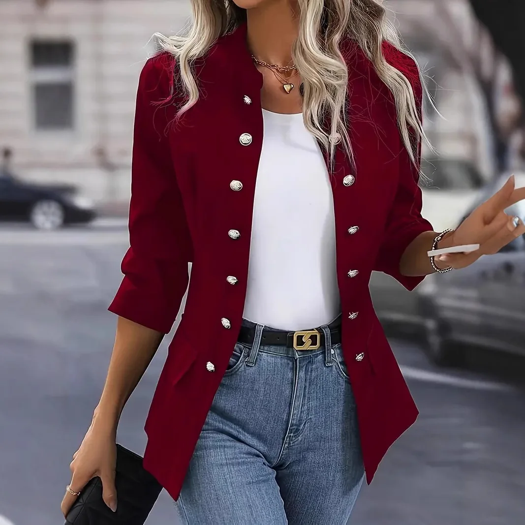 Autumn Women Double Breasted Long Sleeve Slim Blazers
