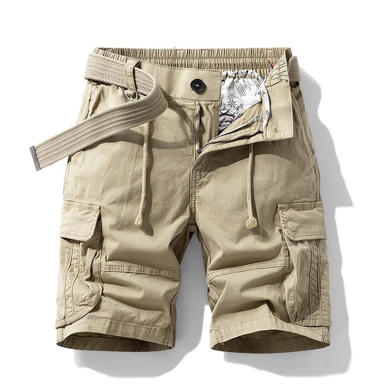 Outdoor Work Clothes Shorts Men's Loose Straight Casual Versatile Multi-Pocket Pants Elastic Waist Mountaineering Sports Shorts 2