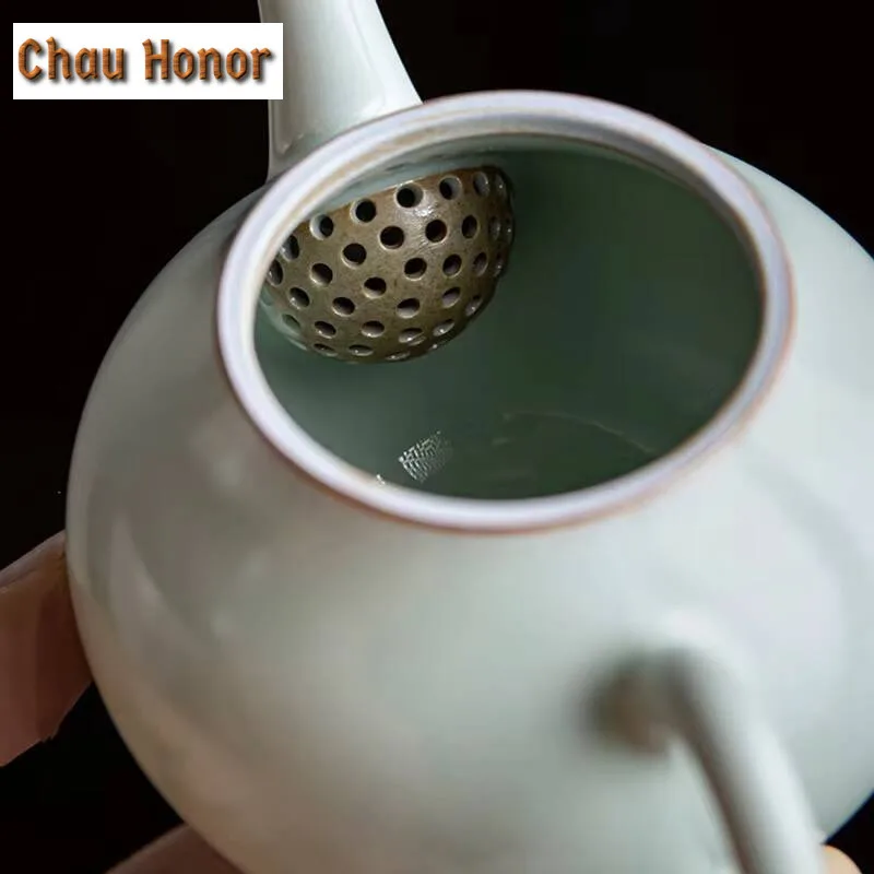 110ml Boutique Ru Kiln Pear Shaped Ceramics Teapots Handmade Household Ball Hole Filtration Small Tea Pot Tea Ceremony Drinkware